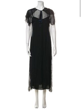 Black Sheer Maxi Dress with Delicate Tie Neck